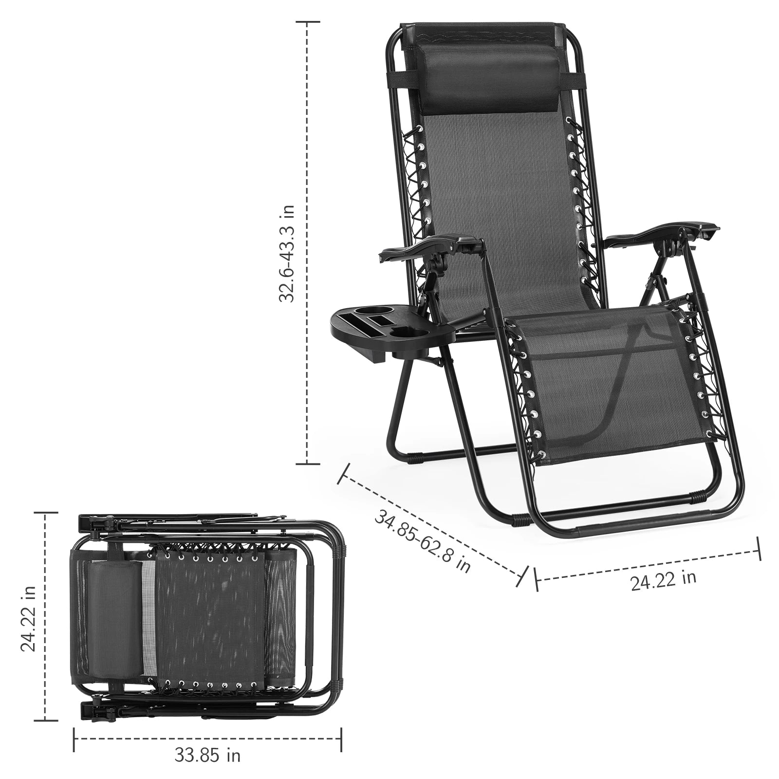 JHK Zero Gravity Set of 2 Portable Recline