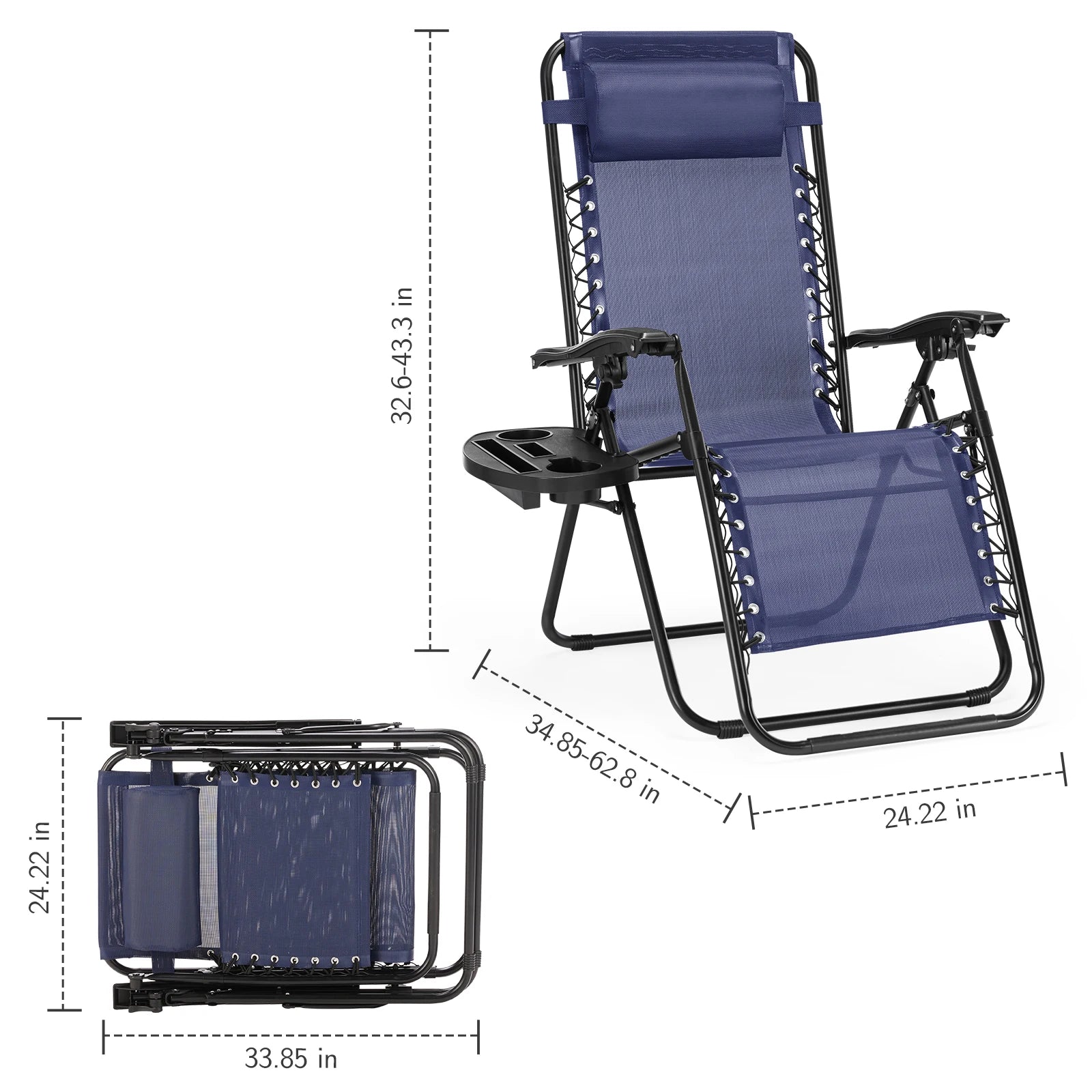 JHK Zero Gravity Set of 2 Portable Recline