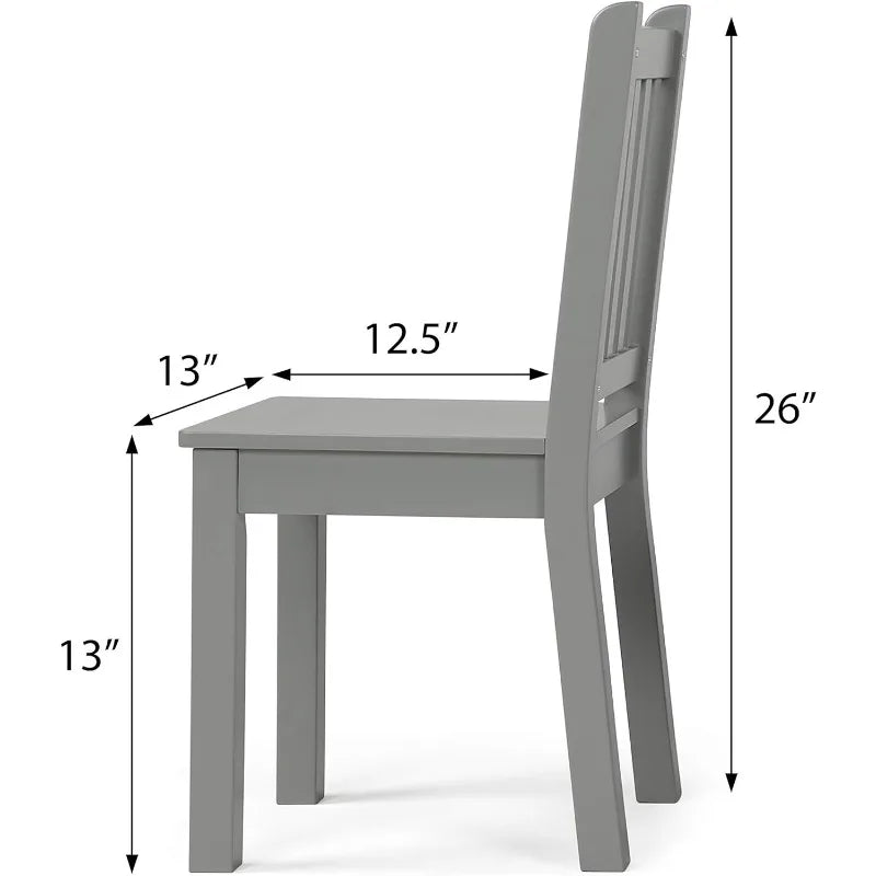 Grey Kids Wood Table and 2 Chairs Set, Square