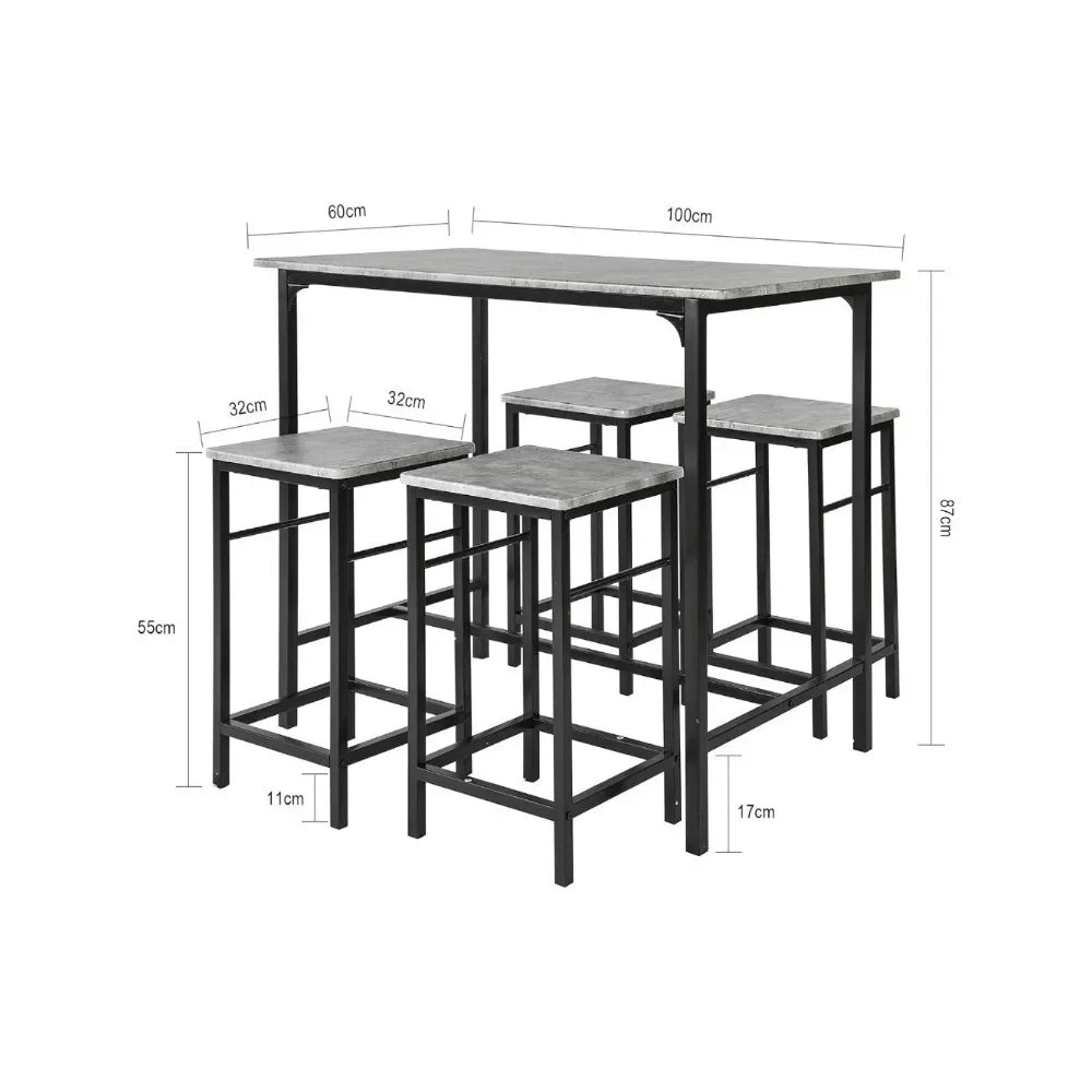 4-person 5-piece set, dining table with 4 chairs