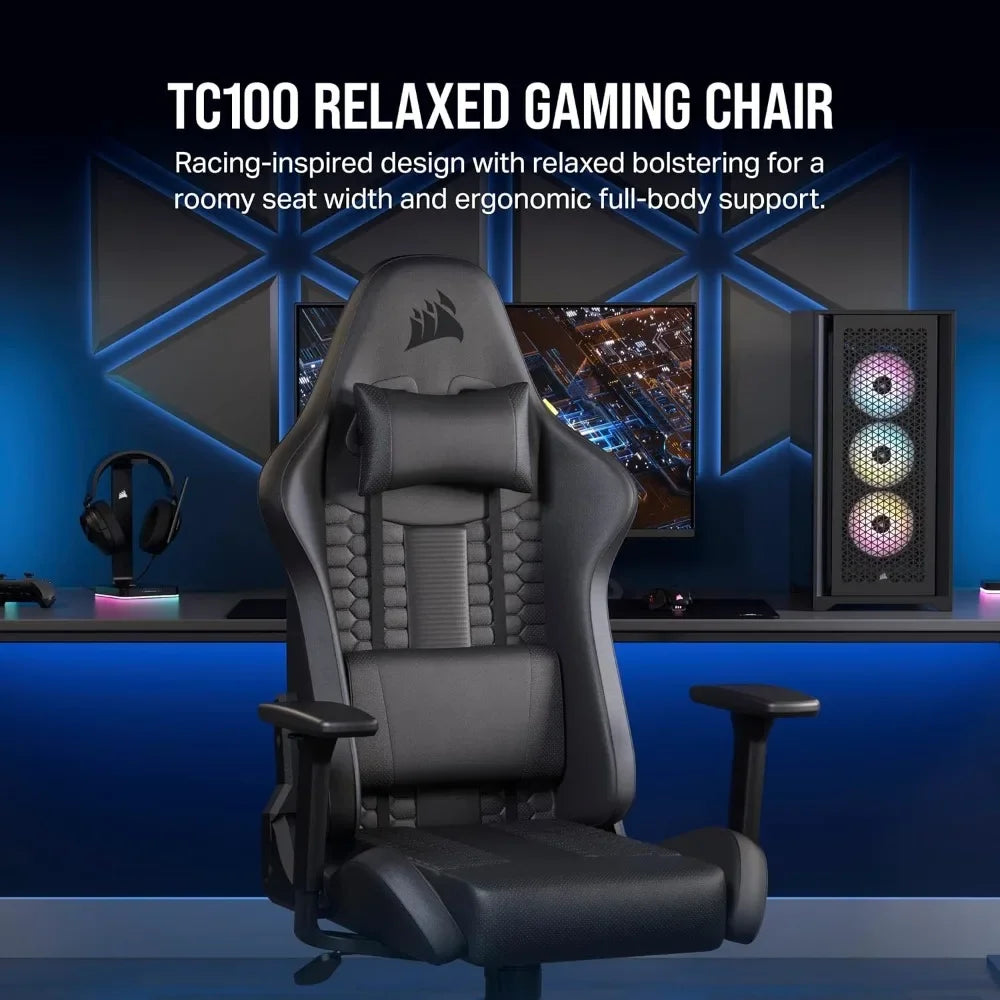 TC100 Relaxed Gaming Chair, One Size, Black