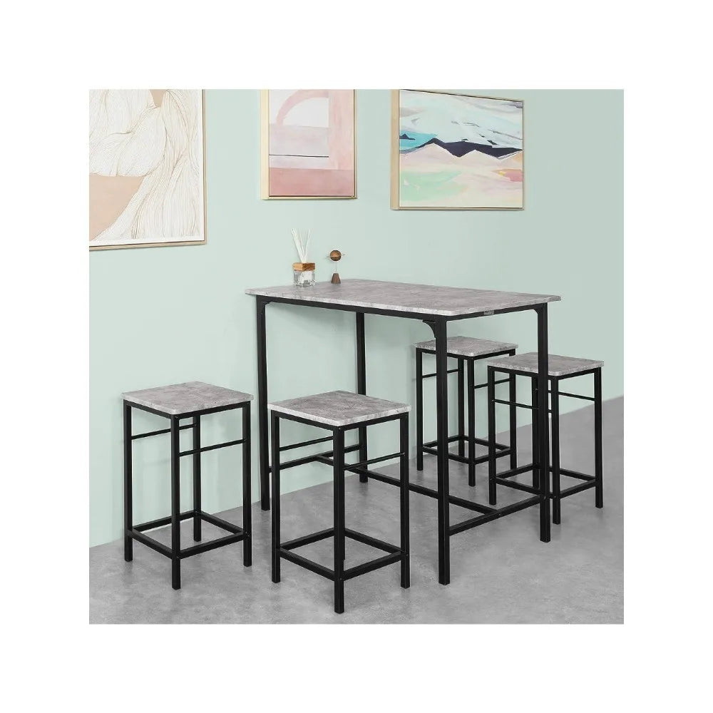 4-person 5-piece set, dining table with 4 chairs