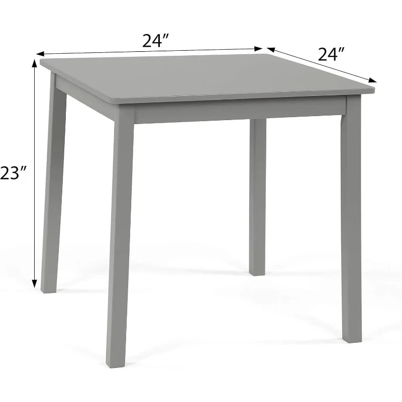 Grey Kids Wood Table and 2 Chairs Set, Square