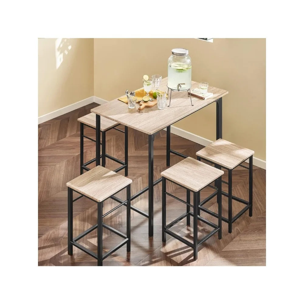 4-person 5-piece set, dining table with 4 chairs